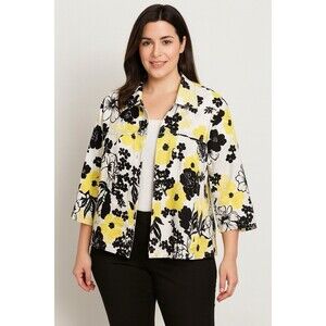 Silk Land Collection Woman's 2X Shirt/Jacket Blue Green White Gem Embellishment